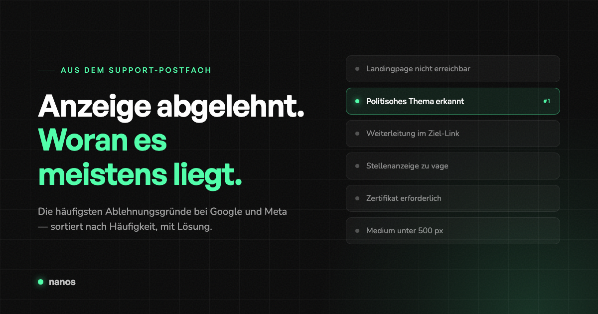 Warum Google und Meta deine Anzeigen ablehnen — die häufigsten Gründe und was du tun kannst